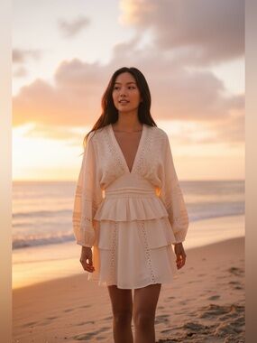 IRO Paris Figons Crochet-Trimmed Ruffled Mini Dress